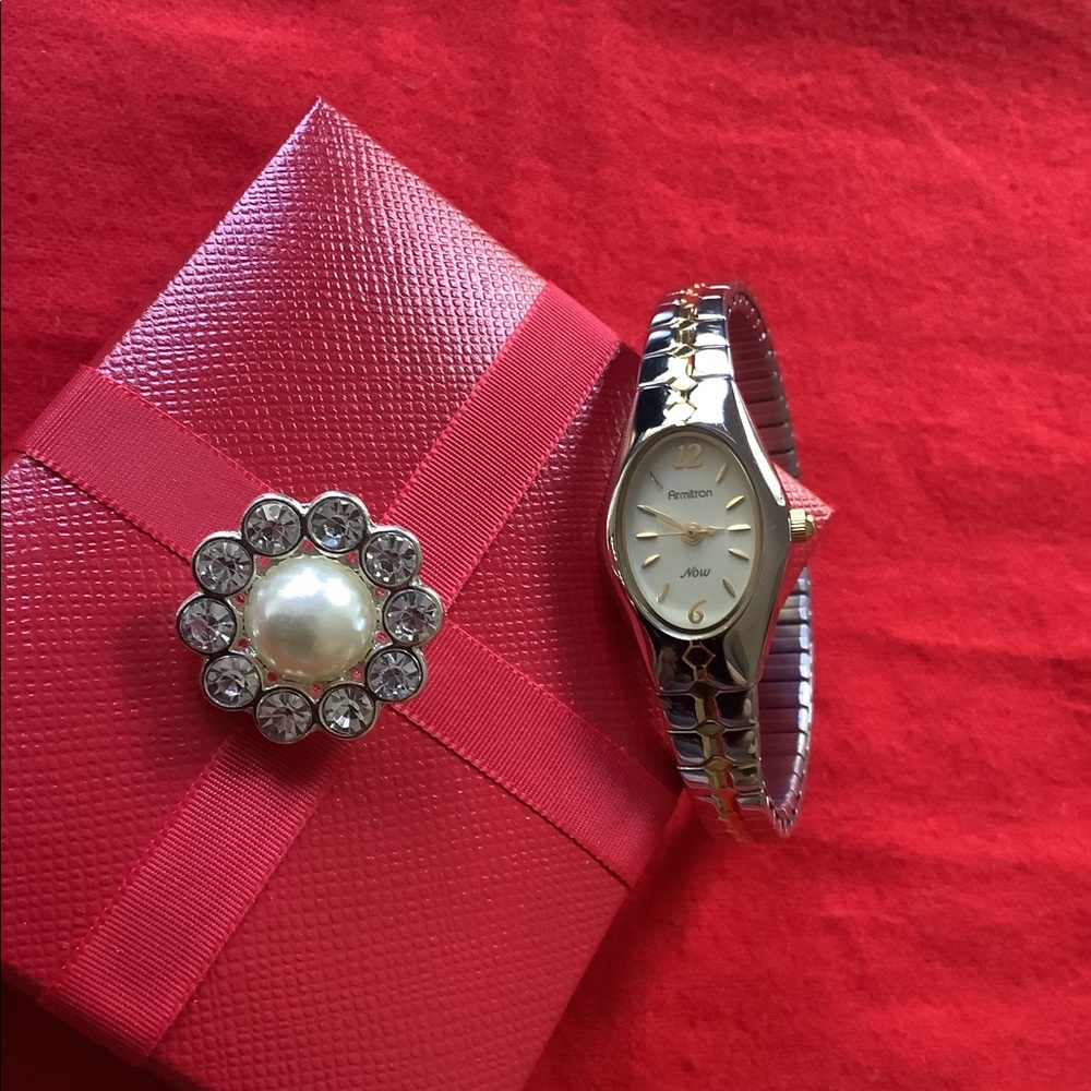 Armitron Woman’s Stretch Silver & Gold Tone Watch